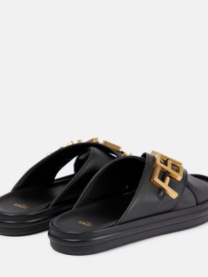 Kožené sandále Fendi čierna
