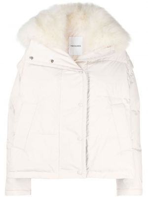 Prošívaná péřová bunda s kapucí Yves Salomon bílá