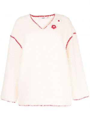 Пуловер с v-образно деколте B+ab бяло