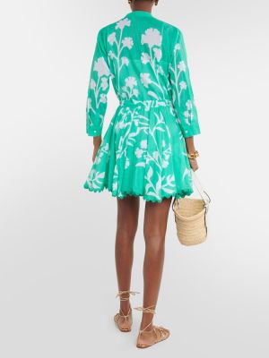 Kvetinové bavlnené košeľové šaty Juliet Dunn zelená