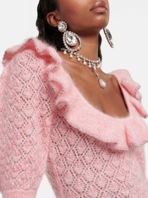 Mohair kleid mit stickerei Alessandra Rich pink