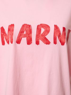 Oversize памучна тениска от джърси Marni розово