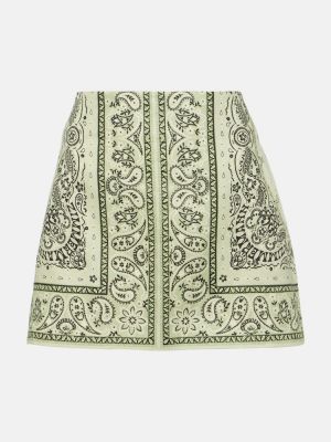 Lněné mini sukně s potiskem Zimmermann zelené