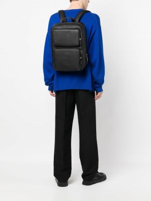 Kožený batoh s kapsami Coach černý