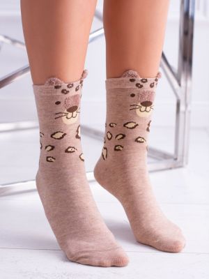 Tigrované bodkované ponožky Kesi béžová