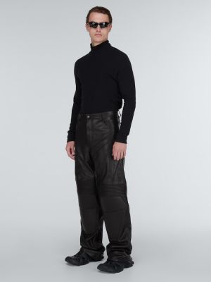 Δερμάτινο παντελόνι Balenciaga μαύρο
