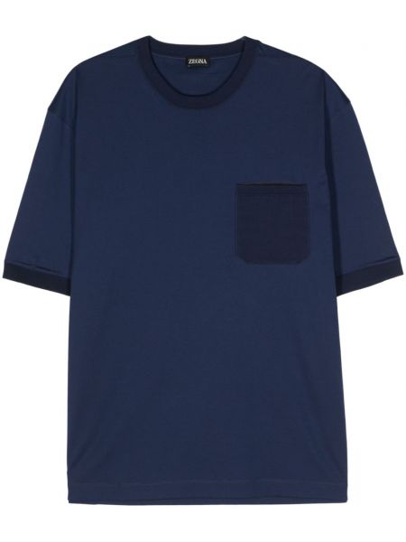 Bavlněné tričko Zegna modré