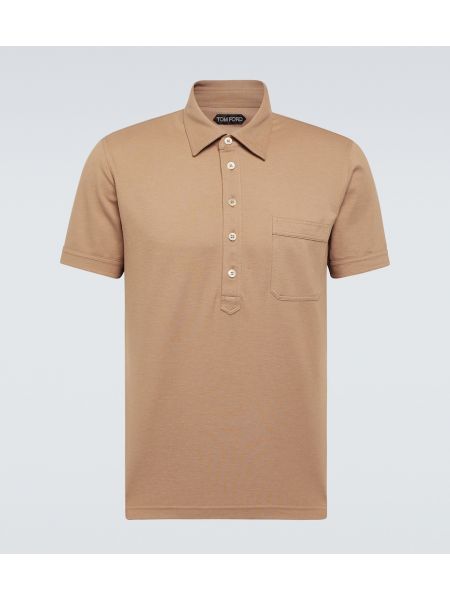 Kokvilnas zīda polo krekls Tom Ford brūns