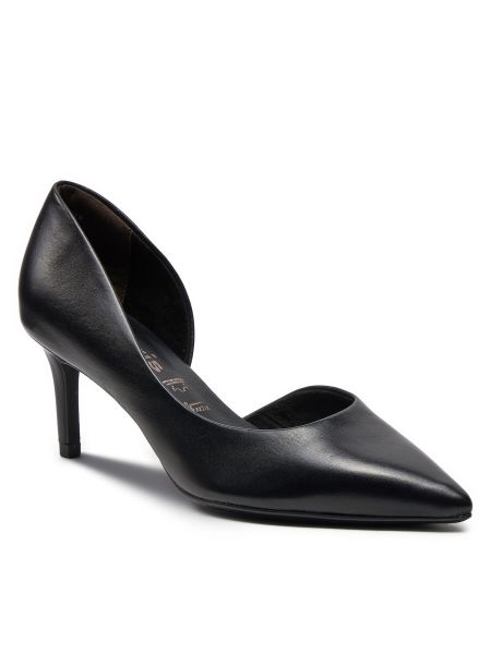 Полуотворени обувки с ток Tamaris черно