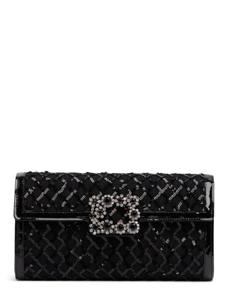 Spænde blomstret clutch Roger Vivier sort