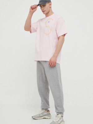 Хлопковая футболка с принтом Adidas By Stella Mccartney розовая