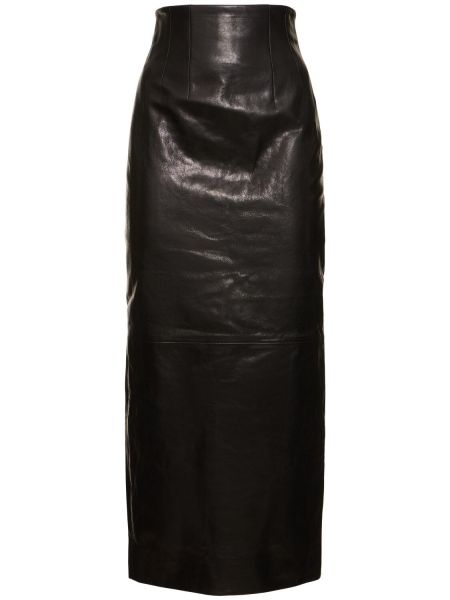 Kožená sukňa Khaite čierna