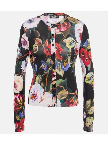 Cardigan de mătase cu model floral Dolce&gabbana negru