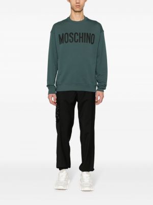 Raštuotas medvilninis džemperis Moschino žalia