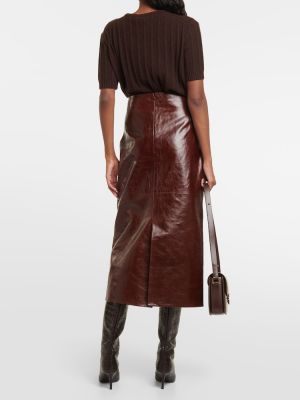 Falda midi ajustada de cuero Dodo Bar Or marrón