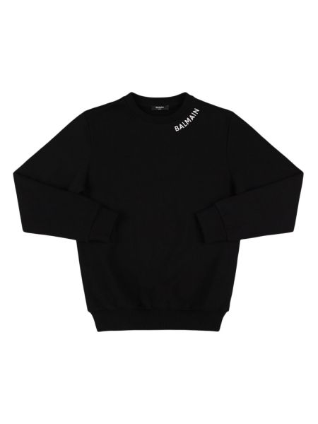 Crewneck sweatshirt i bomull för tjejer Balmain svart