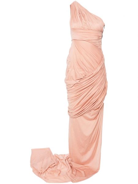 Drapiruotas asimetriškas suknele kokteiline Rick Owens rožinė