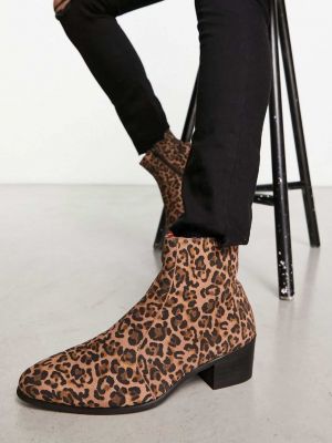 Леопардовые ботинки на каблуке Devils Advocate коричневые