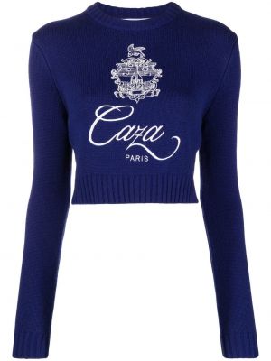 Brodert crop top Casablanca blå