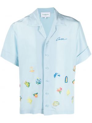 Camicia ricamata Casablanca blu
