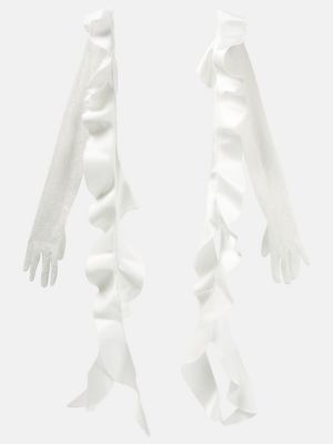Ръкавици с волани с дантела David Koma бяло
