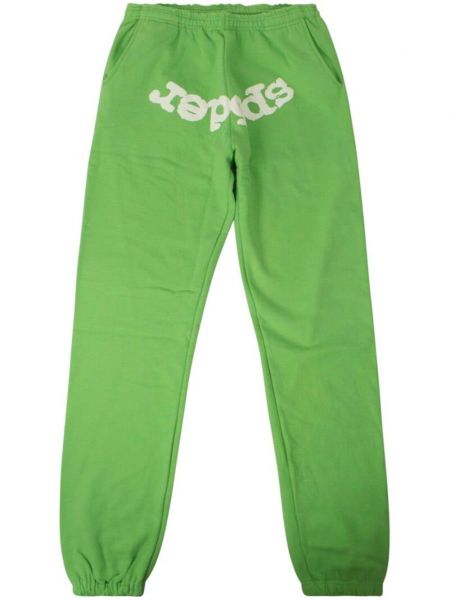 Spodnie sportowe z nadrukiem Sp5der zielone