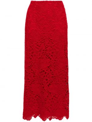 Krajkové dlouhá sukně Valentino Garavani červené