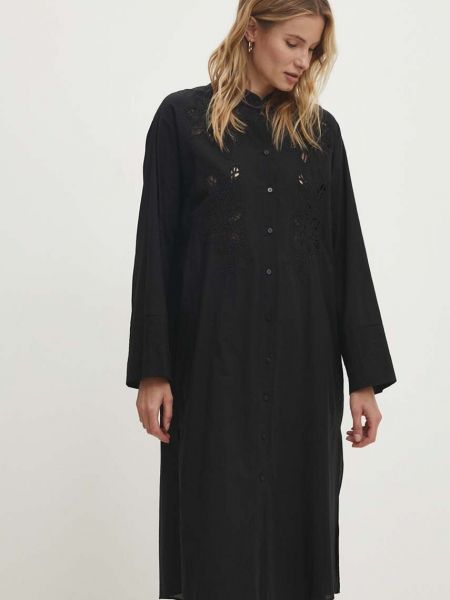 Sukienka midi bawełniany oversize Answear Lab czarny