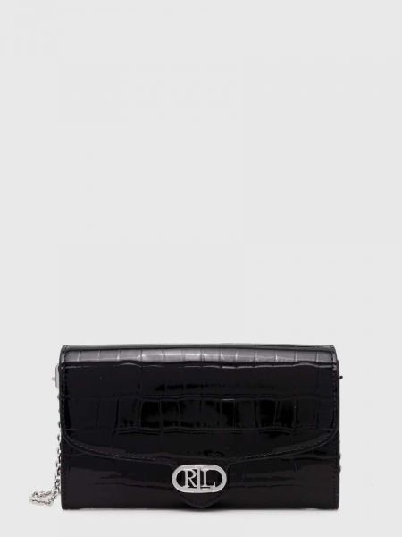 Usnjena pisemska torbica Lauren Ralph Lauren črna