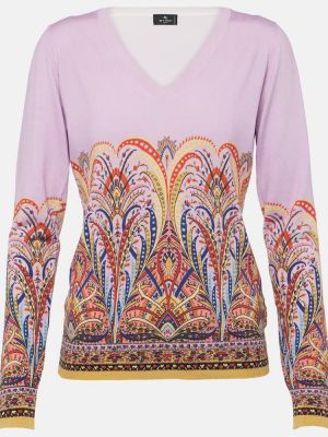 Svileni džemper s printom Etro ružičasta
