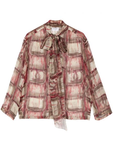 Svilena srajca s karirastim vzorcem Chanel Pre-owned
