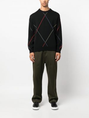 Sweter w paski z okrągłym dekoltem Ps Paul Smith czarny