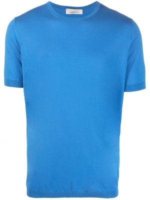 Памучна копринена тениска Laneus синьо