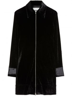 Βελούδινη φόρεμα σε στυλ πουκάμισο με φερμουάρ Jil Sander μαύρο