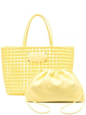 Плетени шопинг чанта Msgm жълто