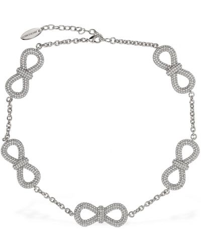 Křišťálový náhrdelník s mašlí Mach & Mach stříbrný