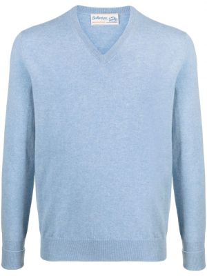 Kašmírový svetr s výstřihem do v Ballantyne modrý