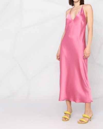 Sukienka koktajlowa z dekoltem w serek Blanca Vita różowa