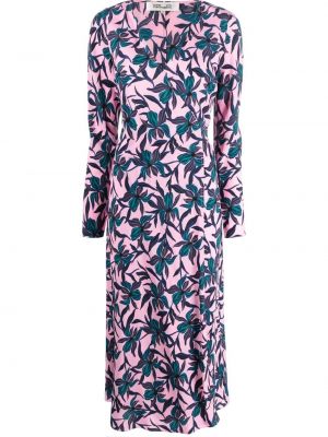 Sukienka w kwiatki z nadrukiem Dvf Diane Von Furstenberg różowa