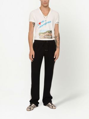T-krekls ar apdruku ar v veida izgriezumu Dolce & Gabbana balts