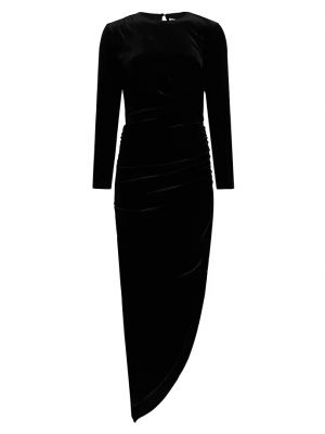 Асимметричное бархатное длинное платье Veronica Beard черное