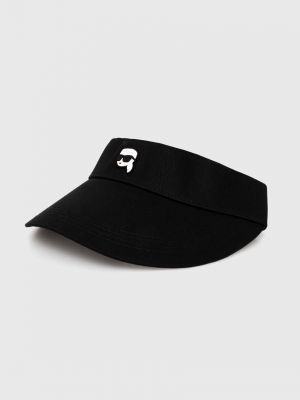 Памучна шапка с козирки с апликация Karl Lagerfeld черно