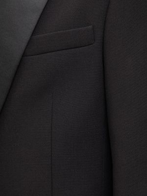 Volnena ukrojena obleka iz krep tkanine Balmain črna