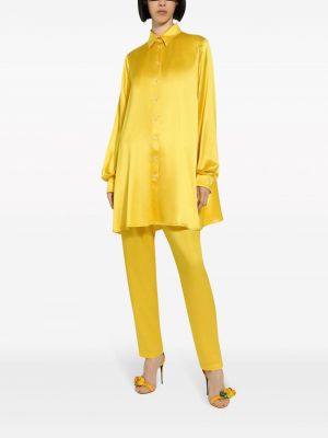 Hedvábné rovné kalhoty Dolce & Gabbana žluté