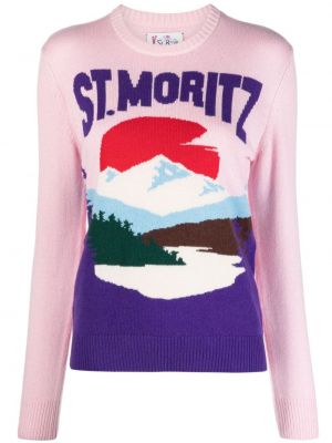 Жакардов пуловер с кръгло деколте Mc2 Saint Barth розово