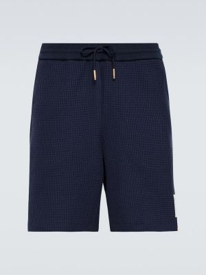 Shorts en coton à carreaux Thom Browne bleu