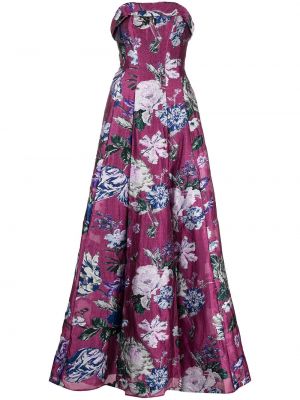 Večerna obleka s cvetličnim vzorcem Marchesa Notte roza