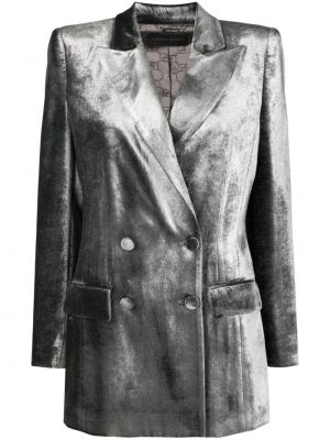 Žametna jakna iz rebrastega žameta Alberta Ferretti siva