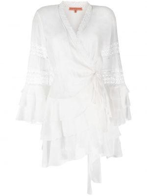 Коктейлна рокля с волани Ermanno Scervino бяло