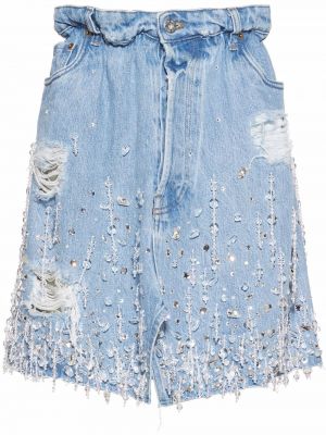Džinsinis sijonas su kristalais Miu Miu mėlyna